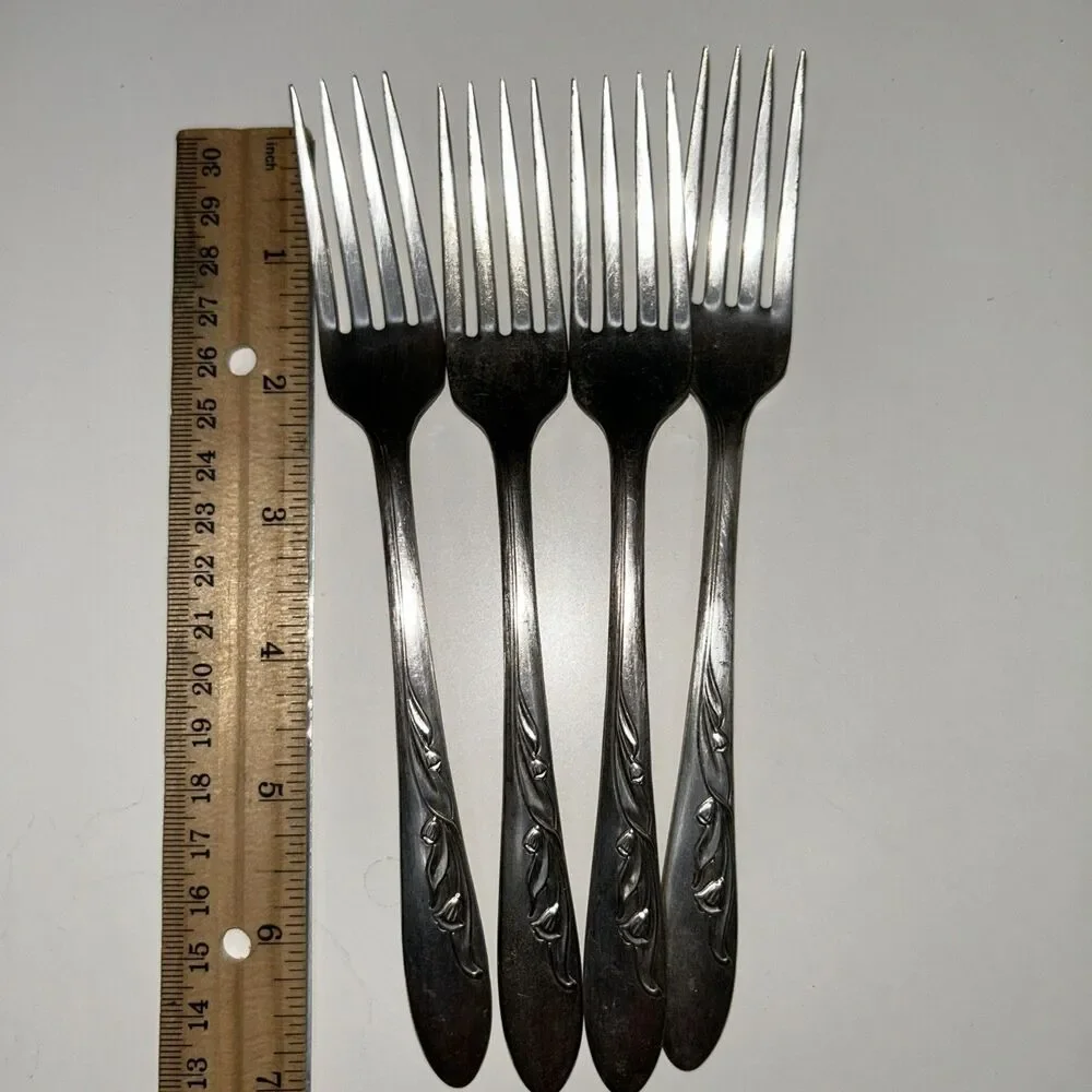 Vtg Carlton Fork Set Silver Plate 4 FLAWED Heavy scratched ,tarnished Unpolished